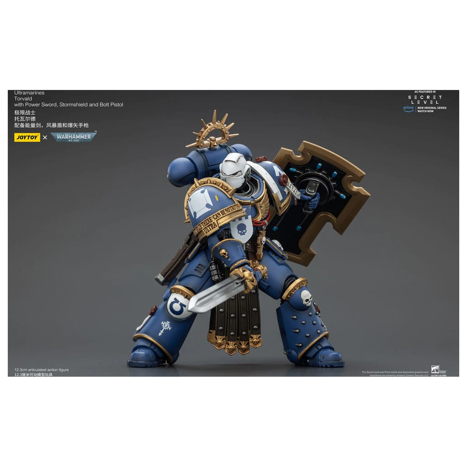 Warhammer 40,000 Action Figure Ultramarines Torvald s Power Sword, Stormshield a Bolt Pistol 13 cm produktová fotografia