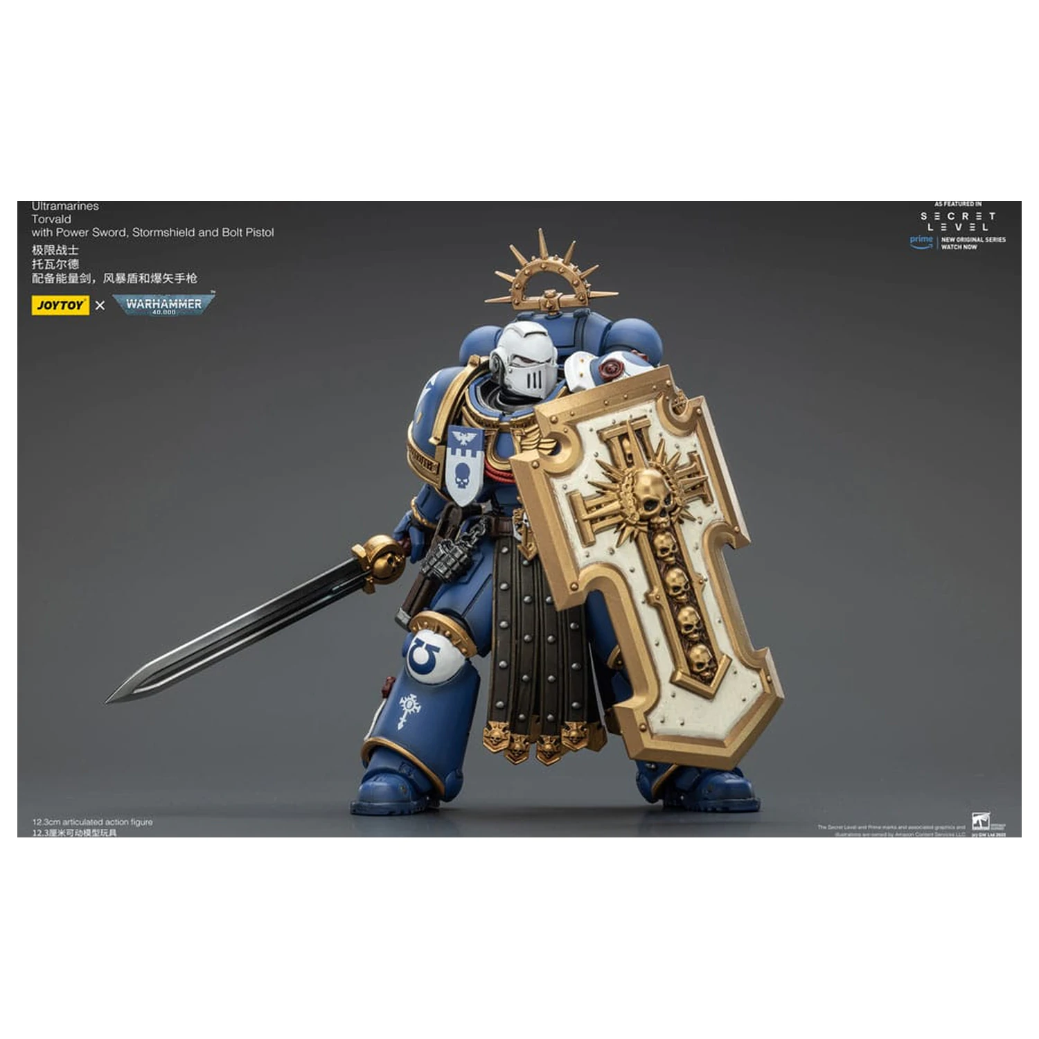 Warhammer 40,000 Action Figure Ultramarines Torvald s Power Sword, Stormshield a Bolt Pistol 13 cm produktová fotografia