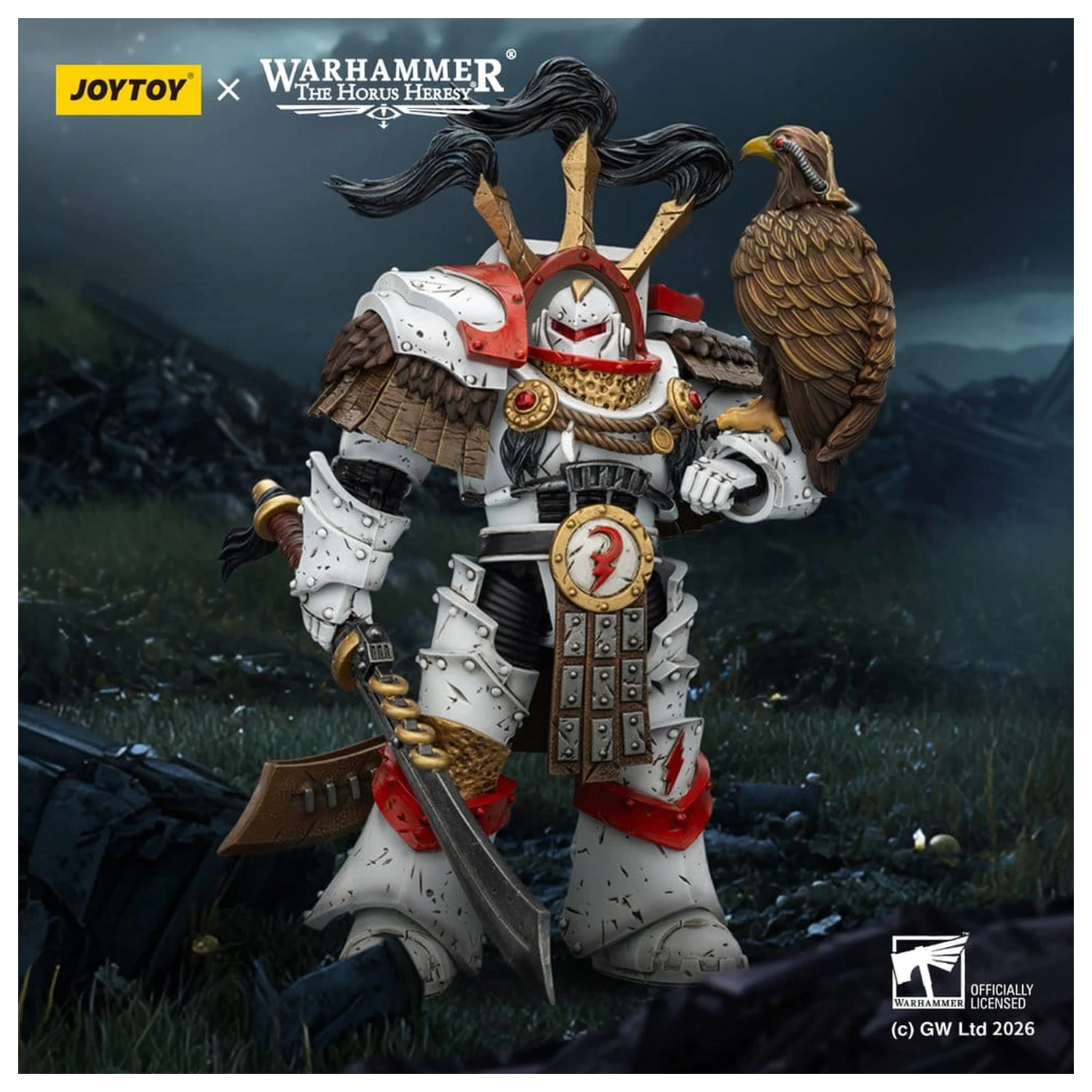 Warhammer 40,000 Akčná figúrka White Scars Legion Praetor v Cataphractii Terminator Armour s Cyber Hawk Chogorian sword a combi-melta 14 cm produktová fotografia