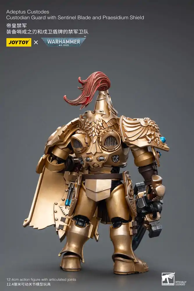 Warhammer 40k akčná figúrka 1/18 Adeptus Custodes Custodian Guard s Sentinel Blade a Praesidium Shield produktová fotografia
