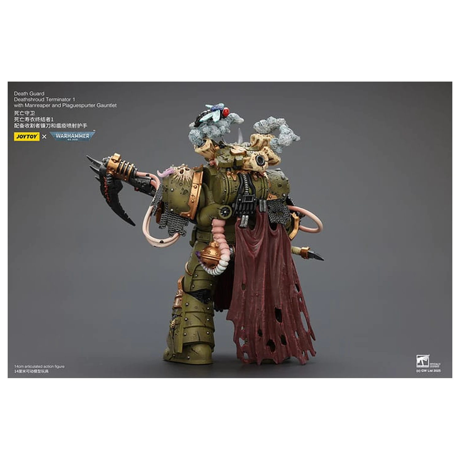 Warhammer 40k akčná figúrka 1/18 Death Guard Deathshroud Terminator 1 s Manreaper a Plaguespurter Gauntlet 14 cm produktová fotografia