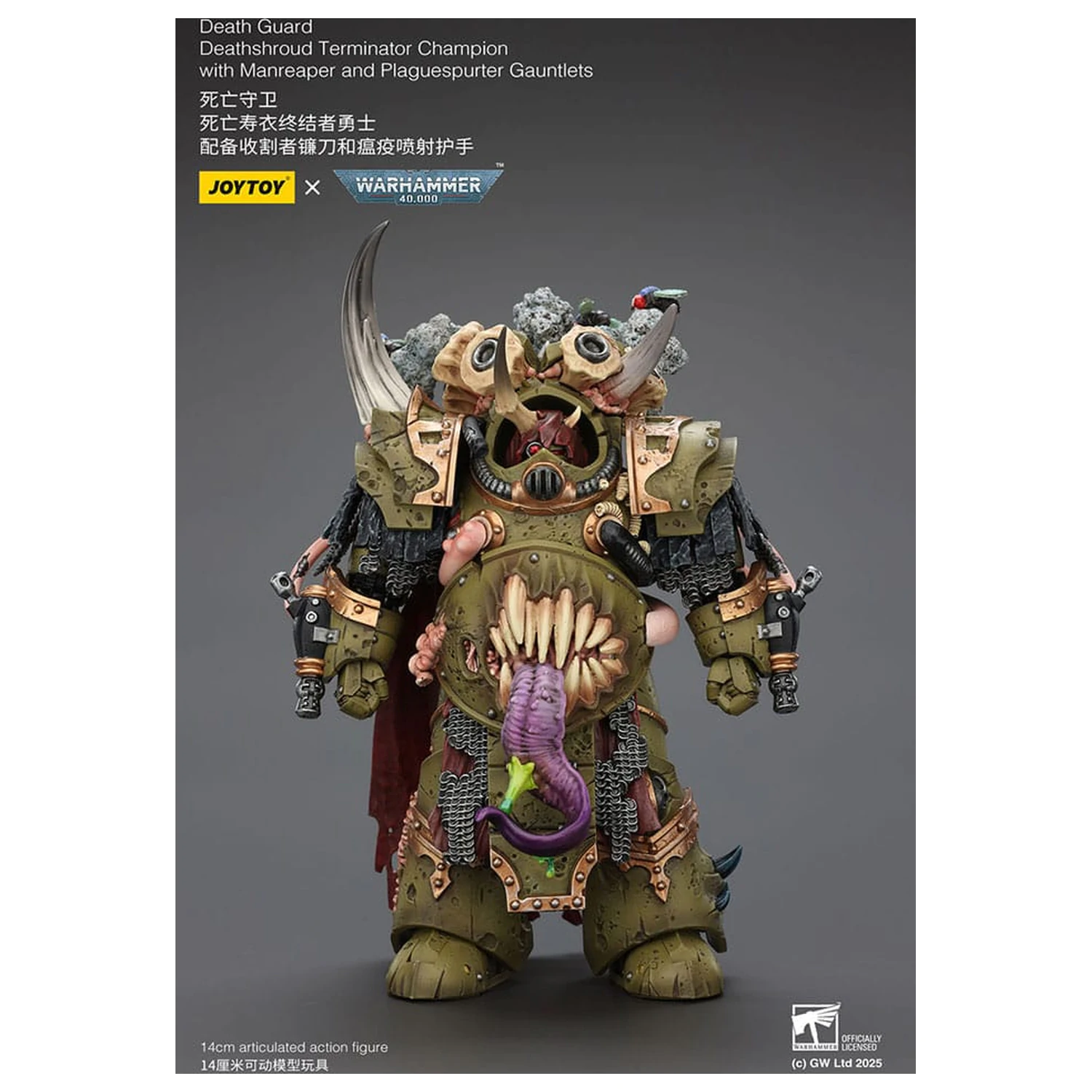 Warhammer 40k Akčná figúrka 1/18 Death Guard Deathshroud Terminator Champion s Manreaper a Plaguespurter Gauntlets 14 cm produktová fotografia