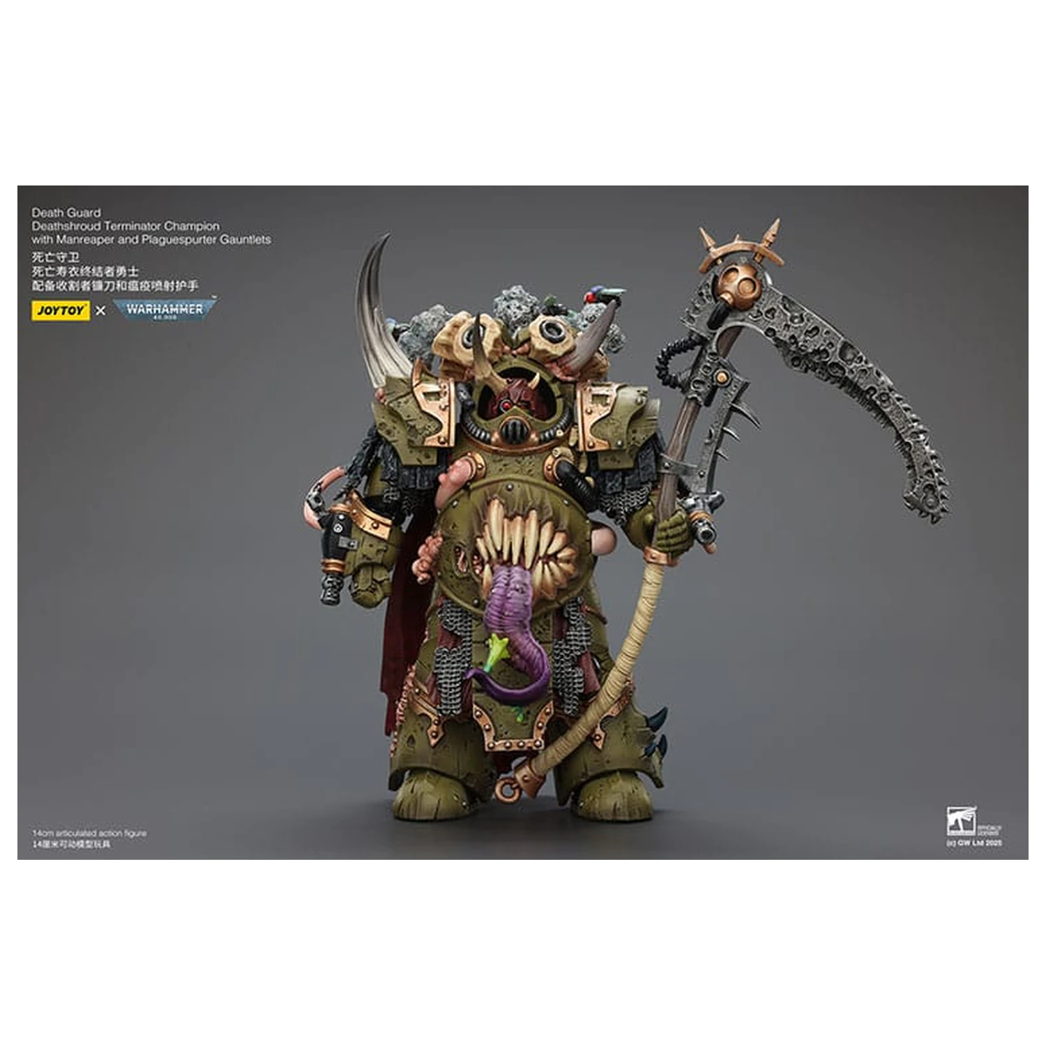 Warhammer 40k Akčná figúrka 1/18 Death Guard Deathshroud Terminator Champion s Manreaper a Plaguespurter Gauntlets 14 cm produktová fotografia