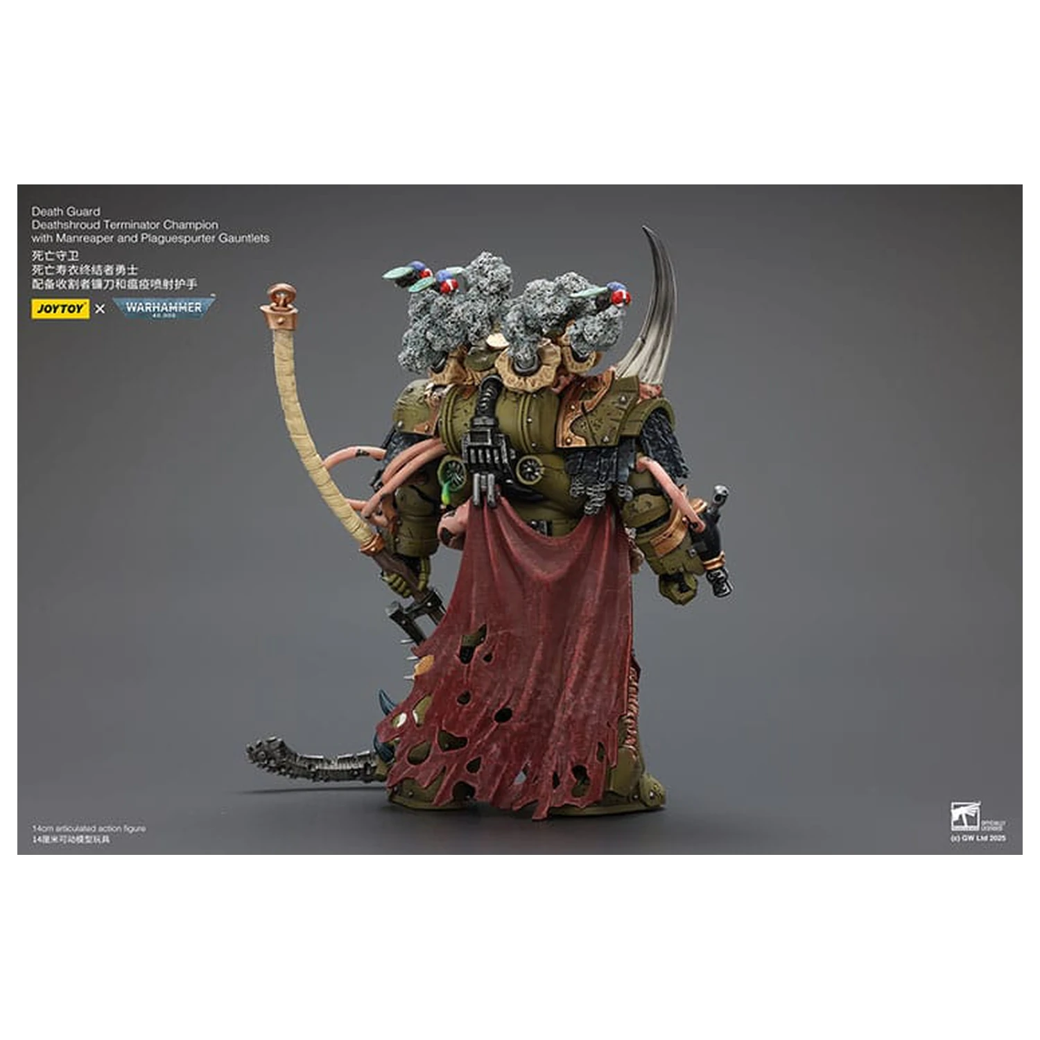 Warhammer 40k Akčná figúrka 1/18 Death Guard Deathshroud Terminator Champion s Manreaper a Plaguespurter Gauntlets 14 cm produktová fotografia