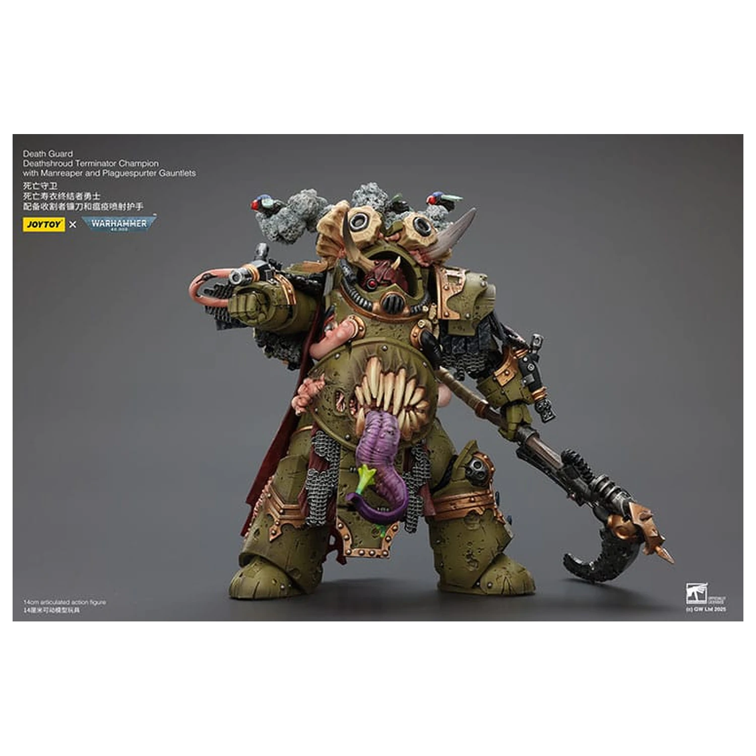 Warhammer 40k Akčná figúrka 1/18 Death Guard Deathshroud Terminator Champion s Manreaper a Plaguespurter Gauntlets 14 cm produktová fotografia
