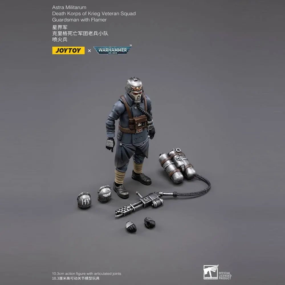 Warhammer 40k akčná figúrka 1/18 Death Korps of Krieg Veteran Squad Guardsman s plameňometom 10 cm produktová fotografia