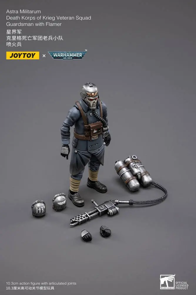 Warhammer 40k akčná figúrka 1/18 Death Korps of Krieg Veteran Squad Guardsman s plameňometom 10 cm produktová fotografia