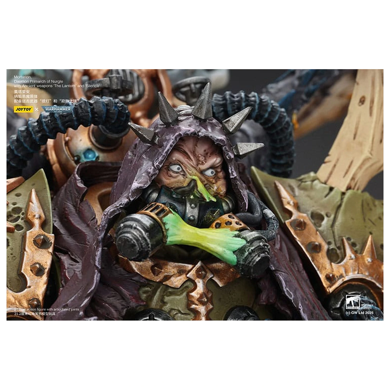 Warhammer 40k akčná figúrka 1/18 Mortarion Daemon Primarch of Nurgle s Ancient weapons The Lantern a Silence 21 cm produktová fotografia