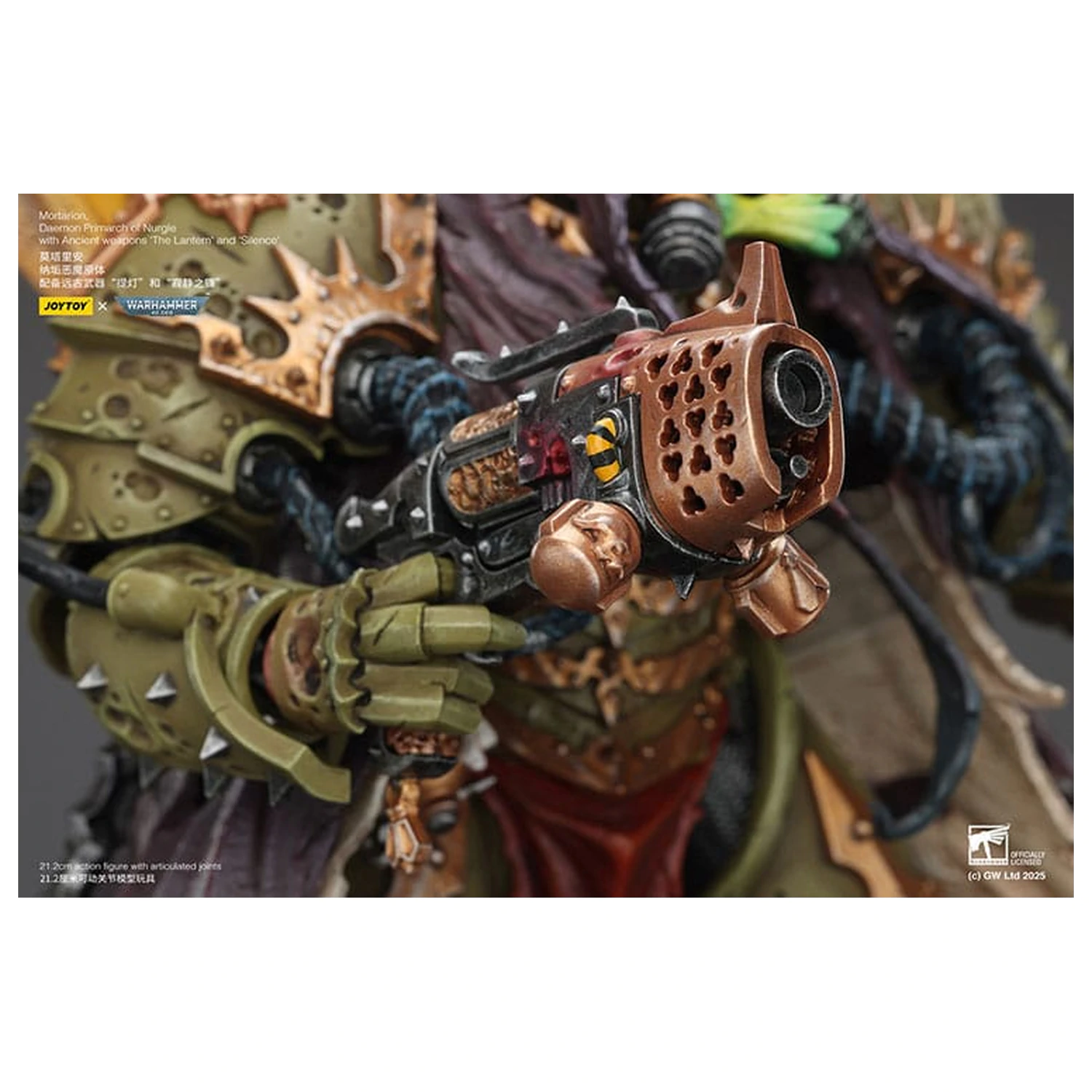 Warhammer 40k akčná figúrka 1/18 Mortarion Daemon Primarch of Nurgle s Ancient weapons The Lantern a Silence 21 cm produktová fotografia