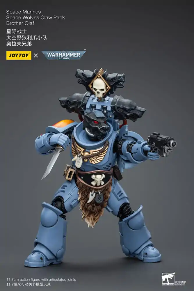 Warhammer 40k figúrka 1/18 Space Marines Space Wolves Claw Pack Brother Olaf 12 cm termékfotó