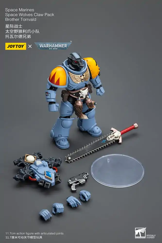 Warhammer 40k Action Figurka 1/18 Space Marines Space Wolves Claw Pack Brother Torrvald 12 cm termékfotó