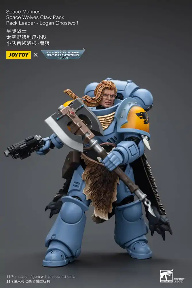Warhammer 40k Akčná figúrka 1/18 Space Marines Space Wolves Claw Pack Pack Leader -Logan Ghostwolf 12 cm produktová fotografia