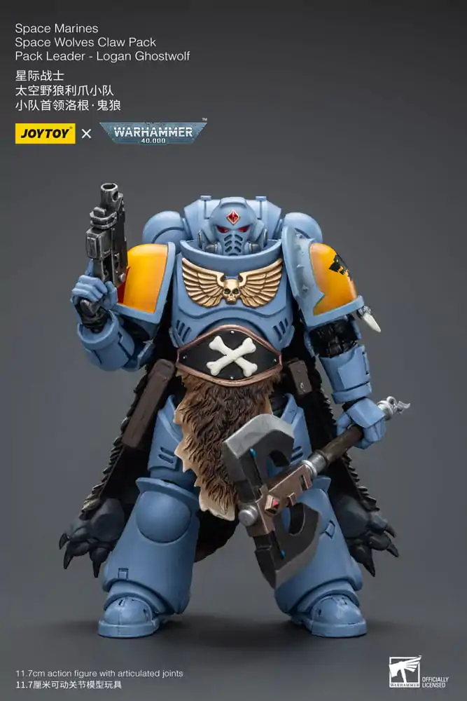 Warhammer 40k Akčná figúrka 1/18 Space Marines Space Wolves Claw Pack Pack Leader -Logan Ghostwolf 12 cm produktová fotografia