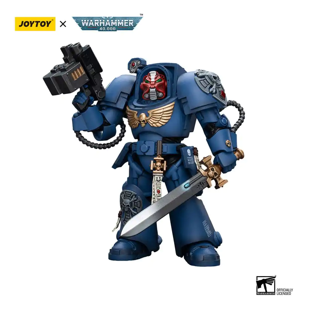 Warhammer 40k Akčná figúrka 1/18 Ultramarines Terminator Squad seržant so silovým mečom a Teleport Homerom 12 cm termékfotó