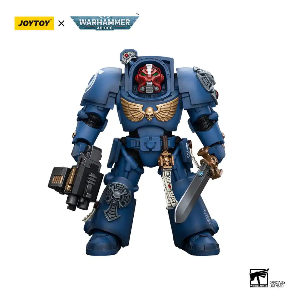 Warhammer 40k Akčná figúrka 1/18 Ultramarines Terminator Squad seržant so silovým mečom a Teleport Homerom 12 cm termékfotó