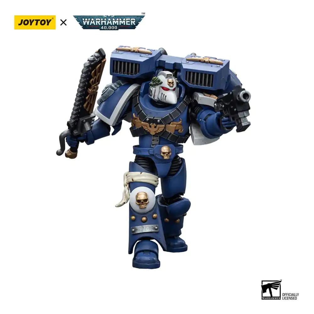 Warhammer 40k Akčná figúrka 1/18 Ultramarines Vanguard Veteran s reťazovým mečom a Bolt pištoľou 12 cm produktová fotografia