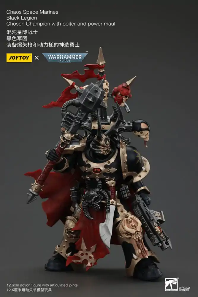 Warhammer 40k Akčná figúrka Chaos Space Marines Black Legion Chosen Champion s bolterom a silovým obuškom 20 cm produktová fotografia