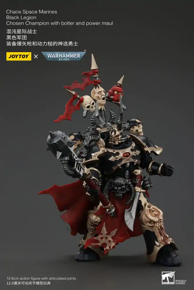 Warhammer 40k Akčná figúrka Chaos Space Marines Black Legion Chosen Champion s bolterom a silovým obuškom 20 cm produktová fotografia