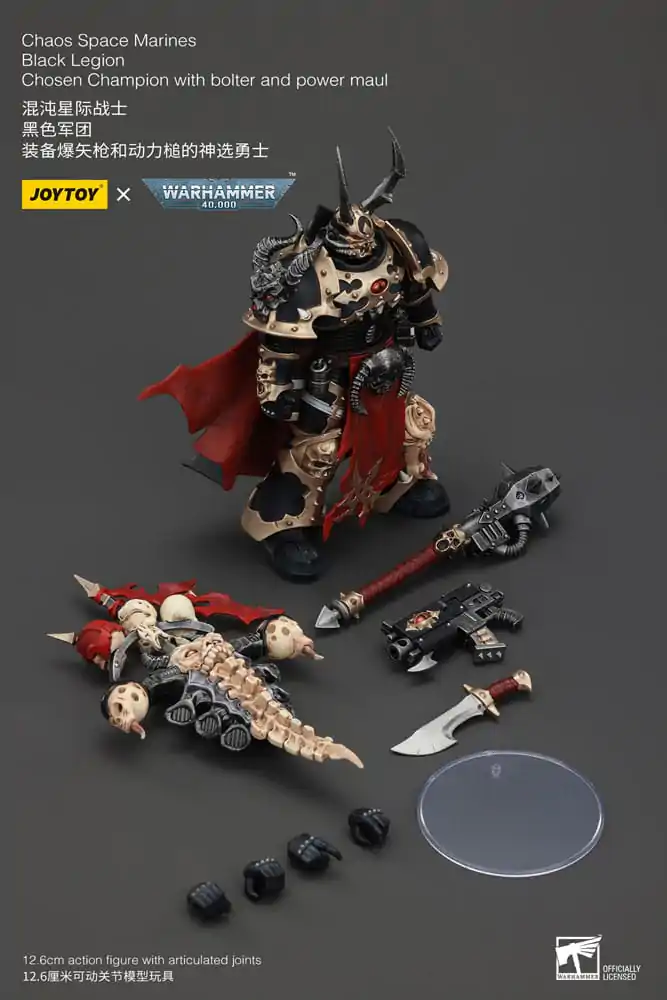 Warhammer 40k Akčná figúrka Chaos Space Marines Black Legion Chosen Champion s bolterom a silovým obuškom 20 cm produktová fotografia