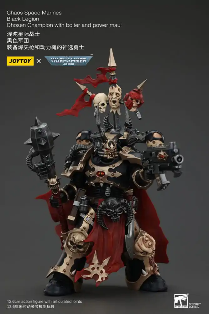 Warhammer 40k Akčná figúrka Chaos Space Marines Black Legion Chosen Champion s bolterom a silovým obuškom 20 cm produktová fotografia