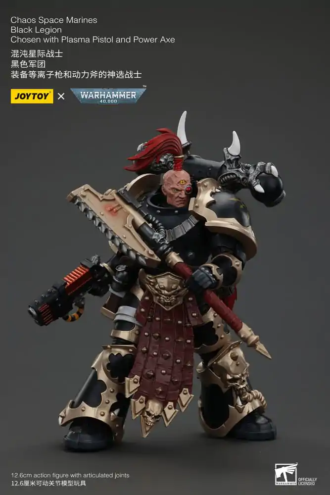 Warhammer 40k Akčná Figúrka Chaos Space Marines Black Legion Chosen s plazmovou pištoľou a silovou sekerou 20 cm produktová fotografia