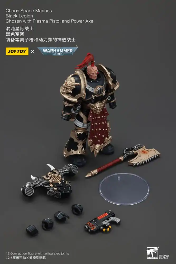 Warhammer 40k Akčná Figúrka Chaos Space Marines Black Legion Chosen s plazmovou pištoľou a silovou sekerou 20 cm produktová fotografia