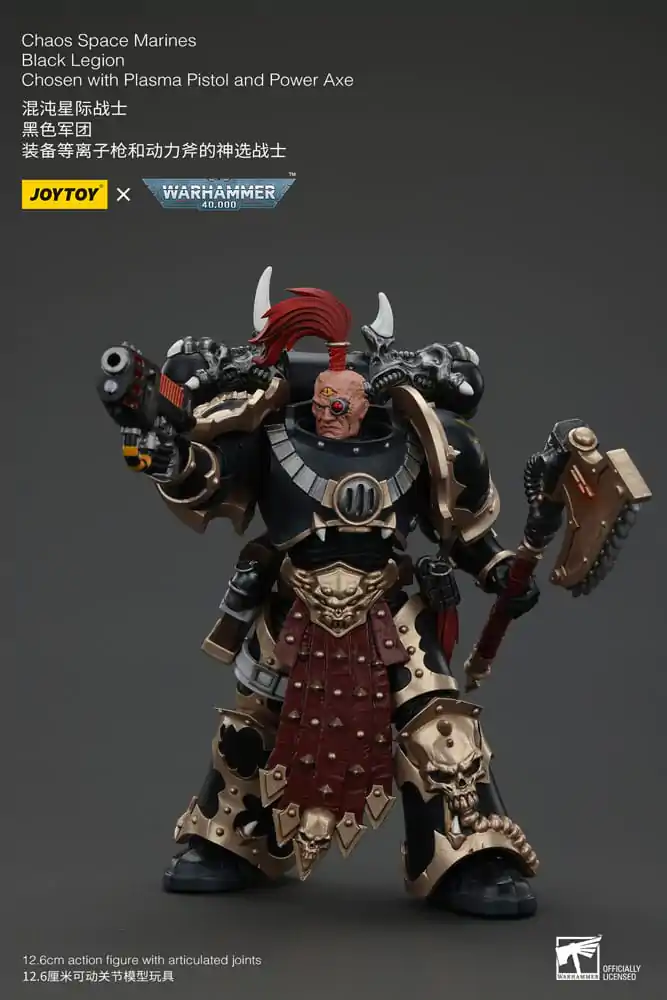 Warhammer 40k Akčná Figúrka Chaos Space Marines Black Legion Chosen s plazmovou pištoľou a silovou sekerou 20 cm produktová fotografia