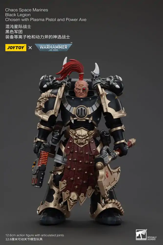 Warhammer 40k Akčná Figúrka Chaos Space Marines Black Legion Chosen s plazmovou pištoľou a silovou sekerou 20 cm produktová fotografia