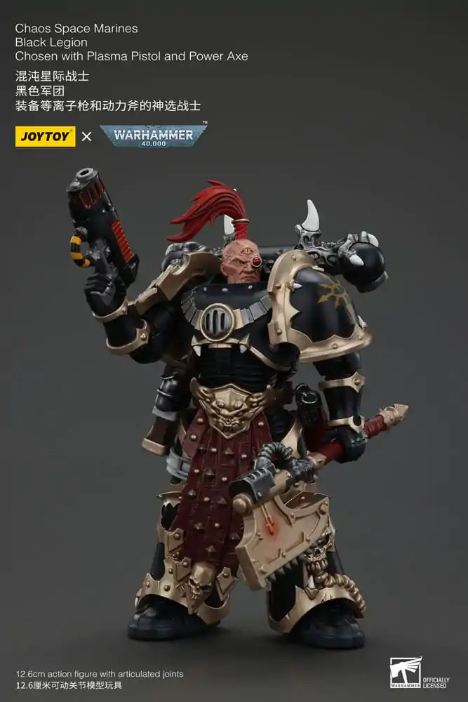 Warhammer 40k Akčná Figúrka Chaos Space Marines Black Legion Chosen s plazmovou pištoľou a silovou sekerou 20 cm produktová fotografia