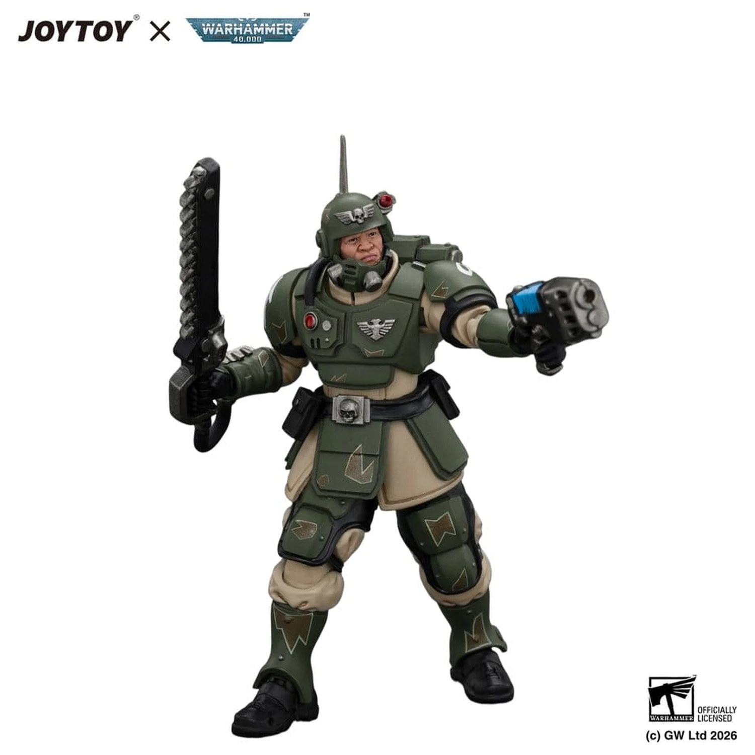 Akčná figúrka Warhammer Astra Militarum Kasrkin 1 s reťazovou mečou a plazmovou pištoľou produktová fotografia