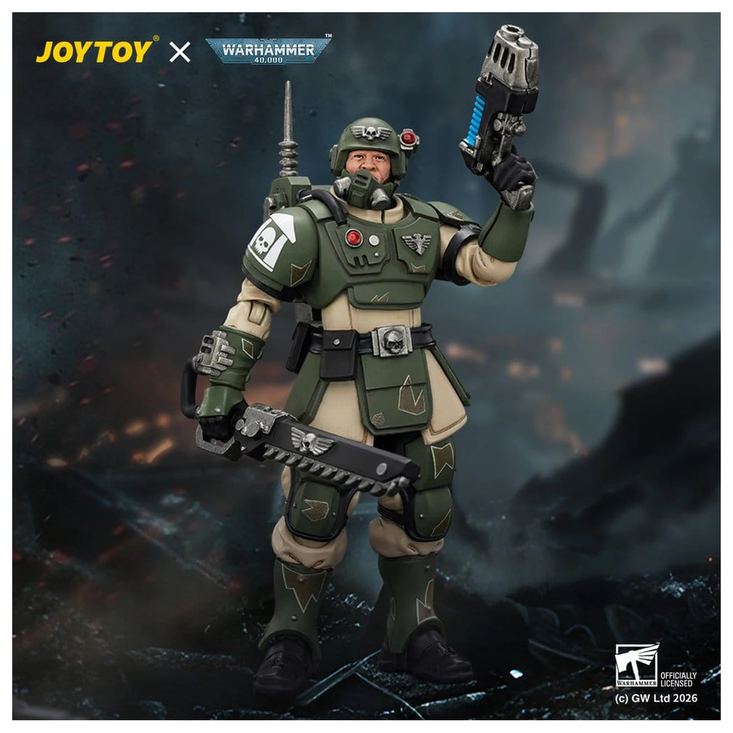 Akčná figúrka Warhammer Astra Militarum Kasrkin 1 s reťazovou mečou a plazmovou pištoľou produktová fotografia