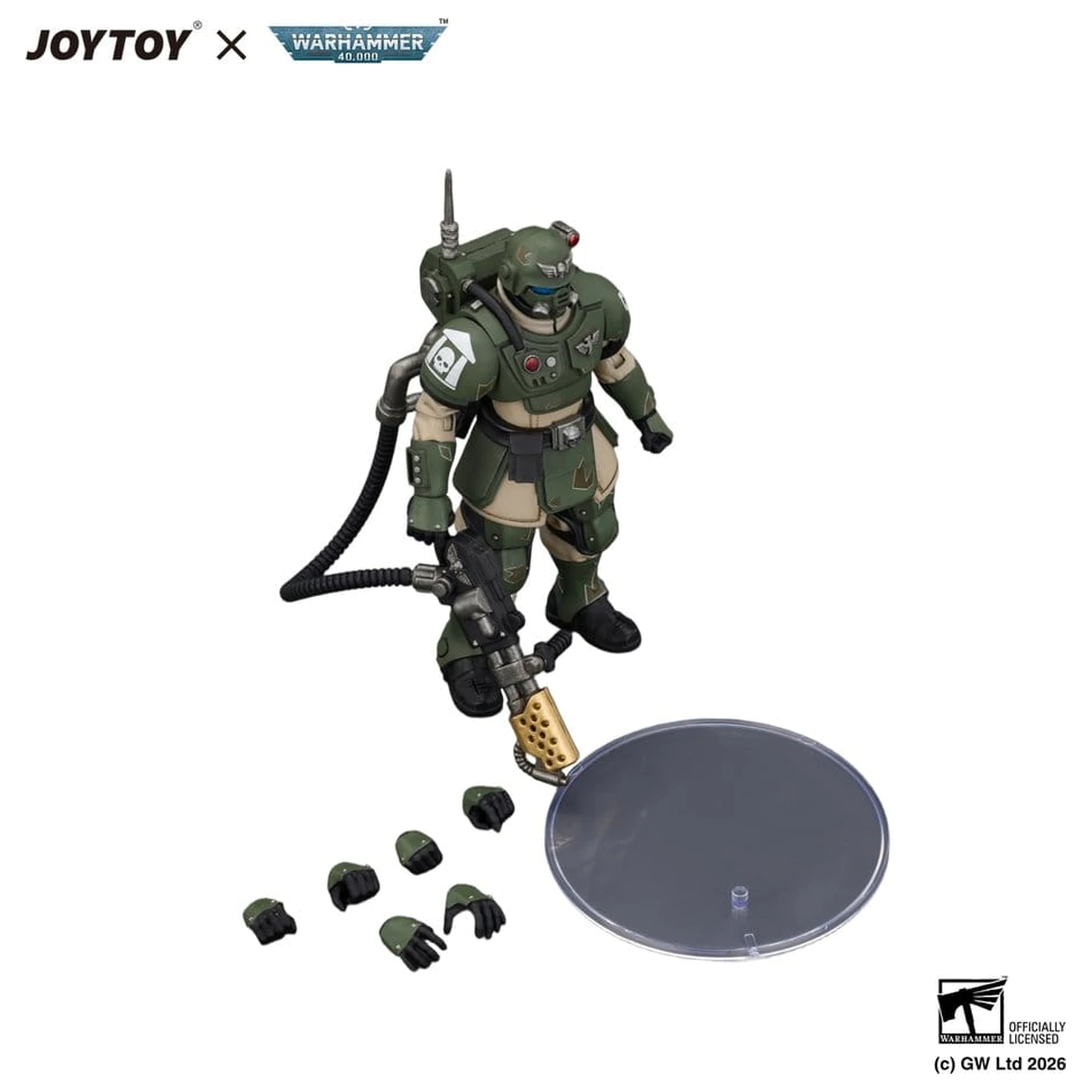 Warhammer akčná figúrka Astra Militarum Kasrkin 2 s Plameňometom produktová fotografia