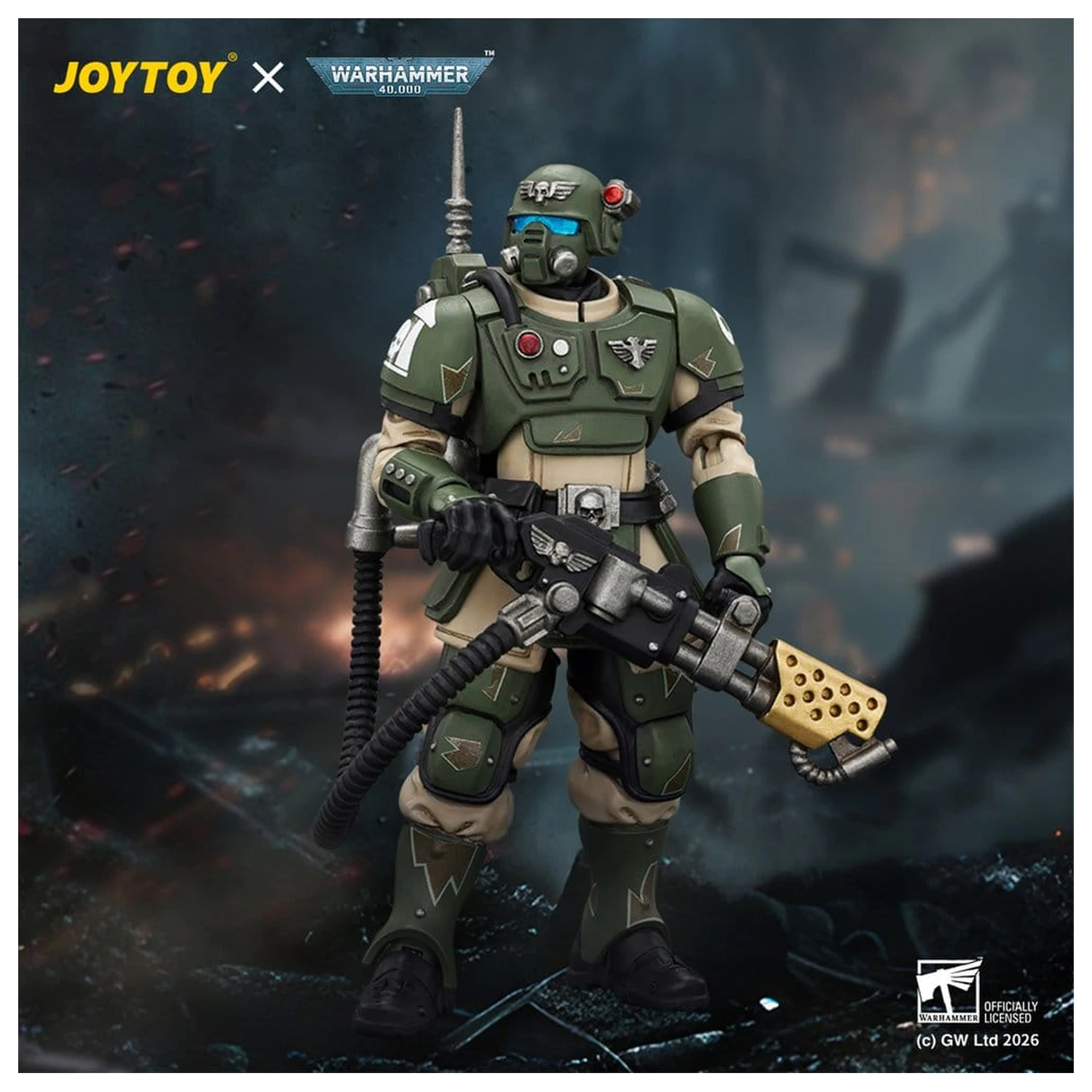 Warhammer akčná figúrka Astra Militarum Kasrkin 2 s Plameňometom produktová fotografia