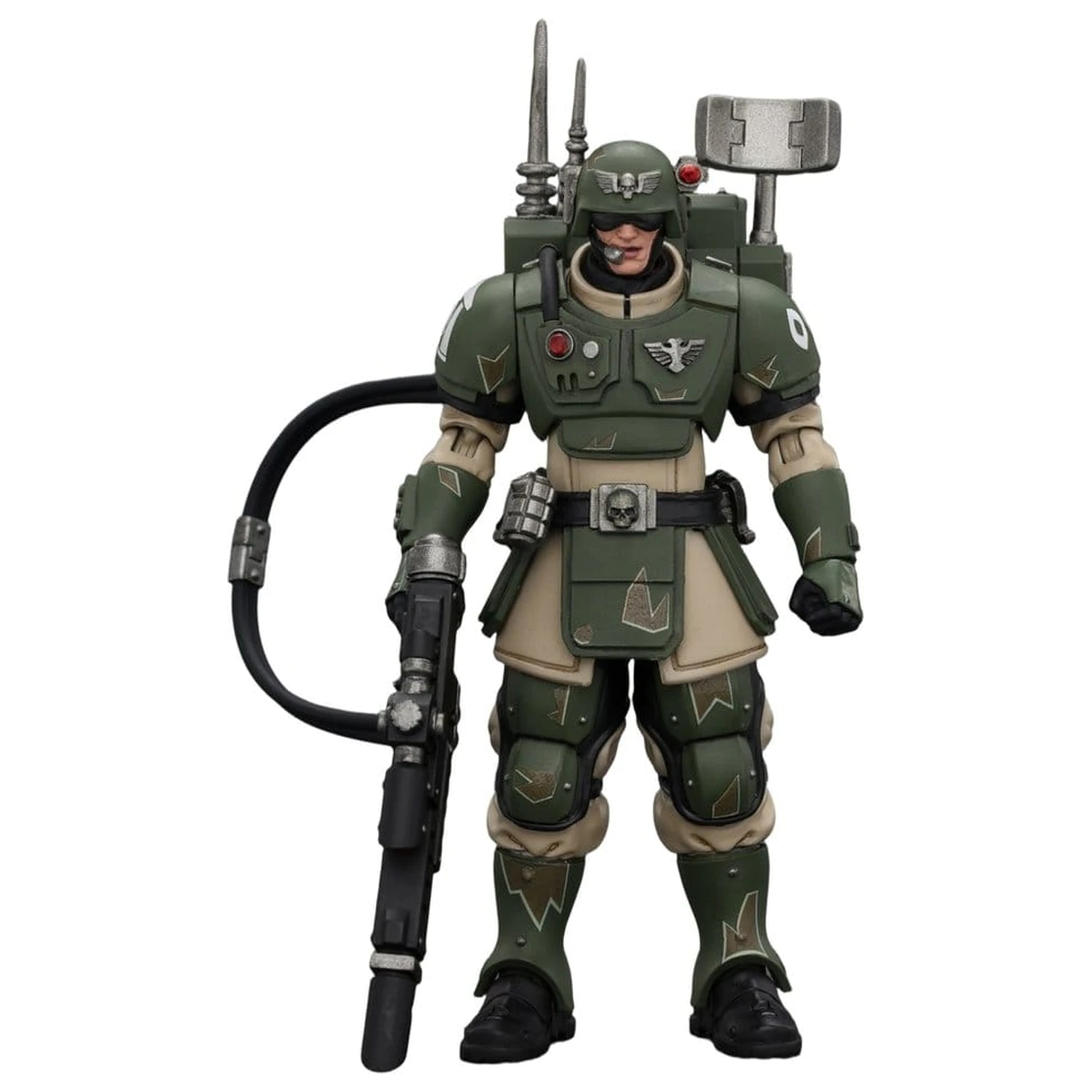 Warhammer akčná figúrka Astra Militarum Kasrkin 3 s Hot-shot Lasgun a Vox-caster produktová fotografia