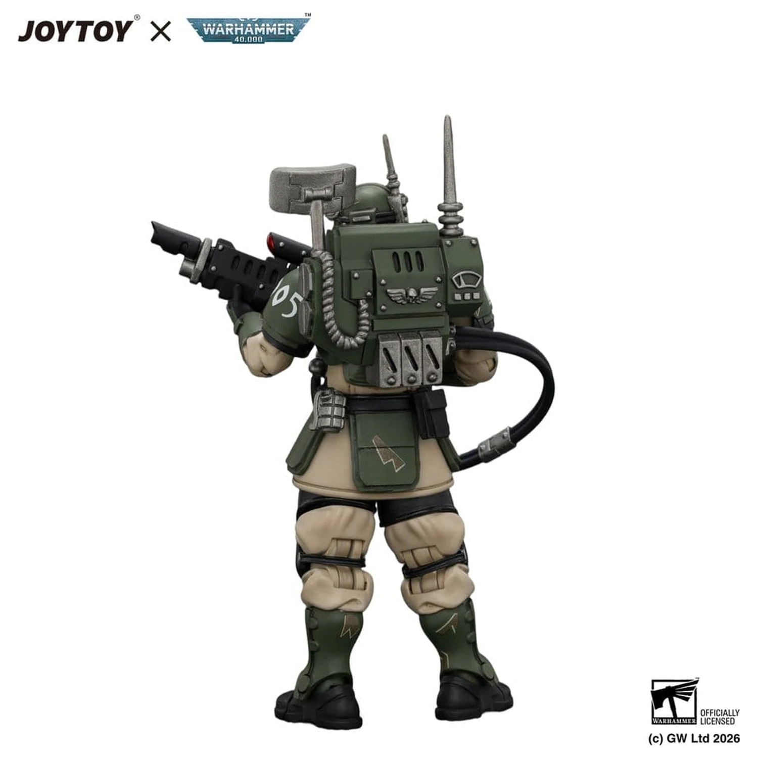 Warhammer akčná figúrka Astra Militarum Kasrkin 3 s Hot-shot Lasgun a Vox-caster produktová fotografia