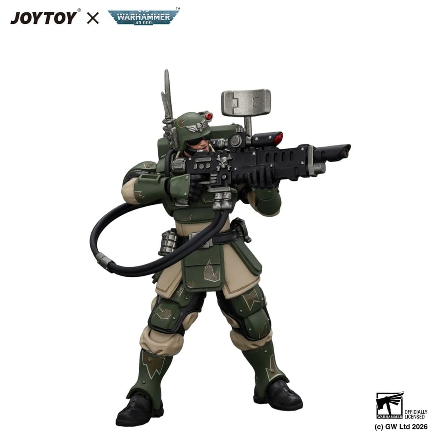 Warhammer akčná figúrka Astra Militarum Kasrkin 3 s Hot-shot Lasgun a Vox-caster produktová fotografia