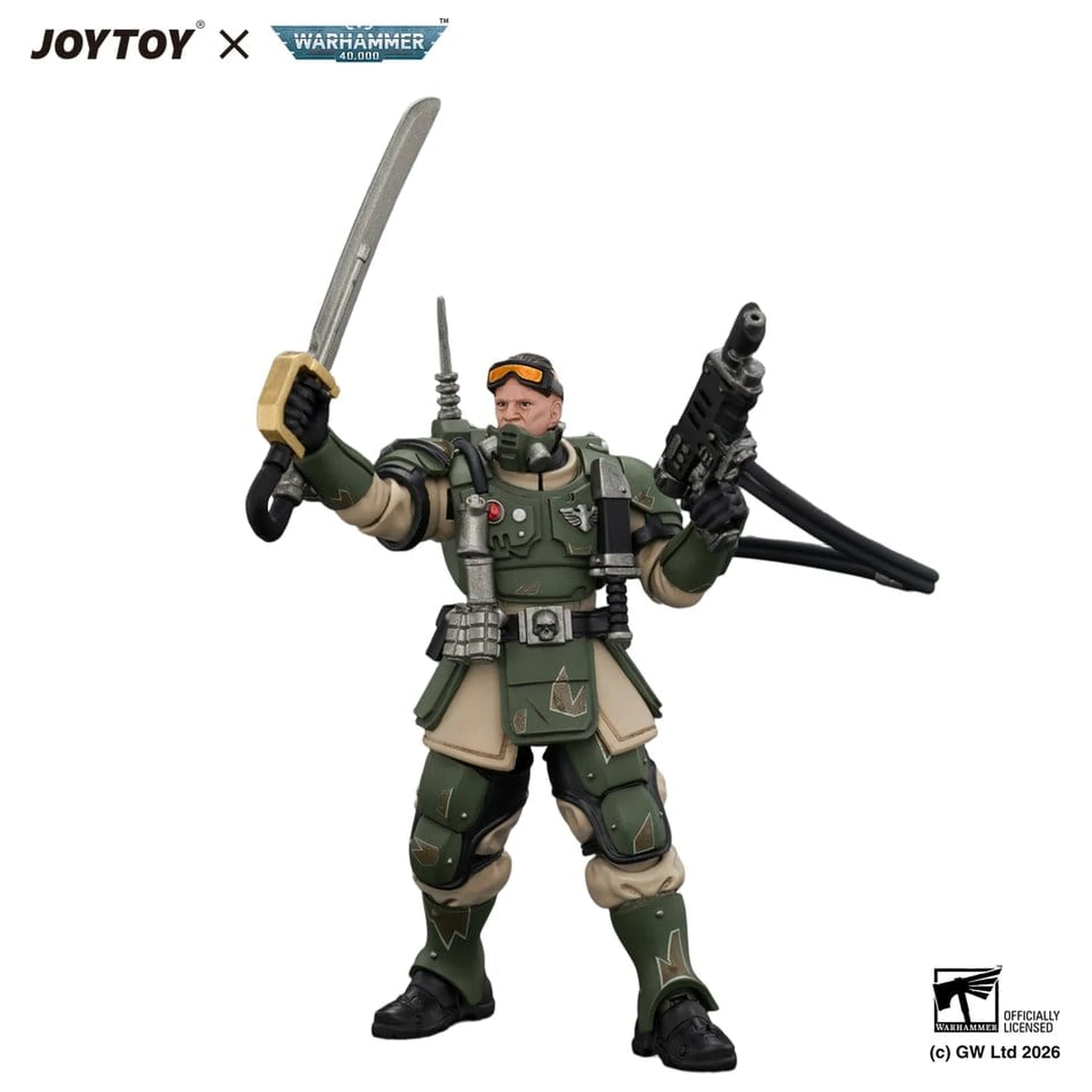 Warhammer akčná figúrka Astra Militarum Kasrkin 7 s Hot-shot Laspistol a Power Sword produktová fotografia