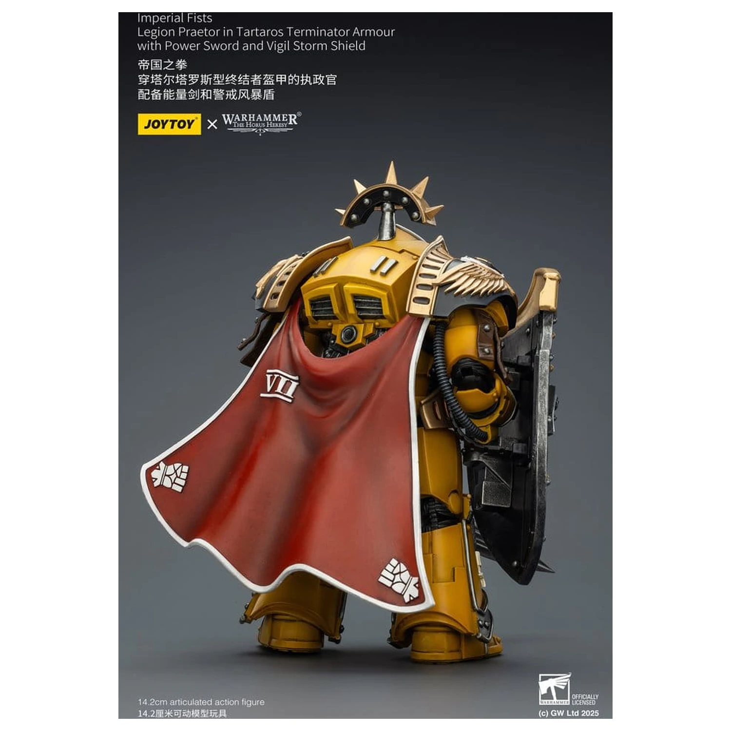 Warhammer Imperial Fists akčná figúrka Legion Praetor v Tartaros Terminator Armour s Power Sword a Vigil Storm Shield 14 cm produktová fotografia