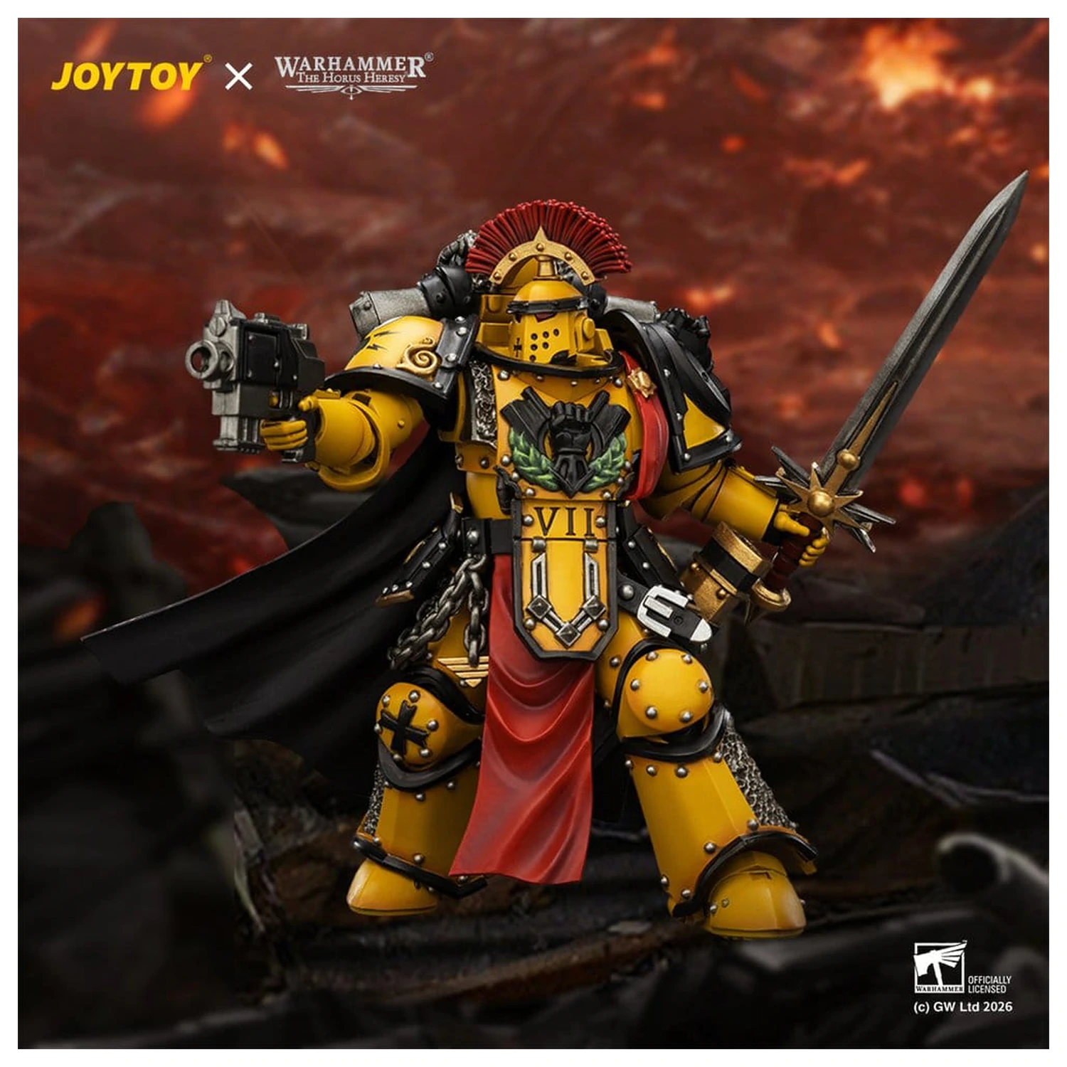 Warhammer akčná figúrka Imperial Fists Legion Praetor v brnení Mk III, 13 cm produktová fotografia