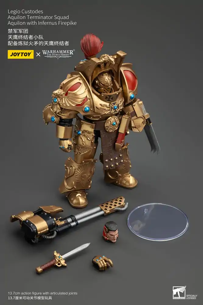 Warhammer The Horus Heresy Akčná figúrka 1/18 Legio Custodes Aquilon Terminator Squad Aquilon s Infernus Firepike 14 cm produktová fotografia