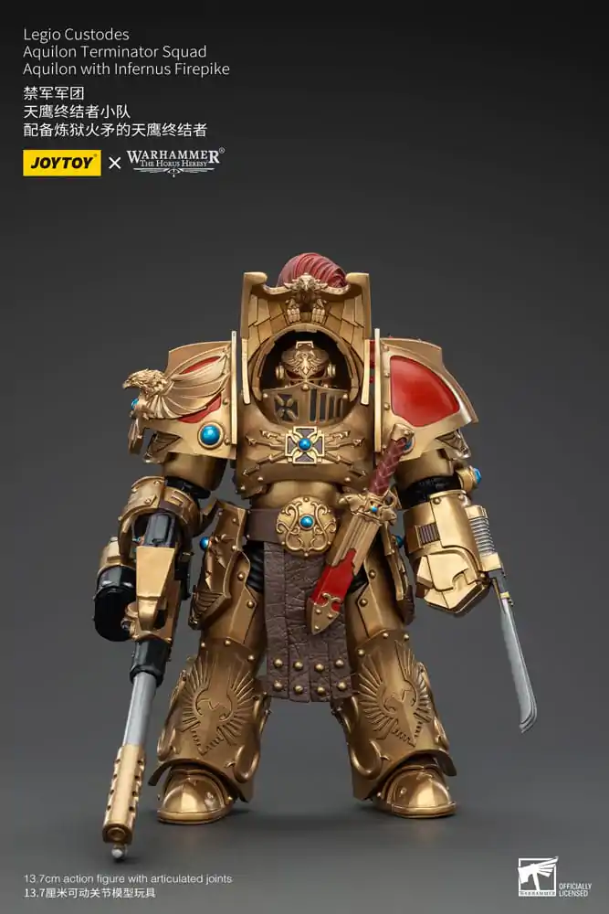 Warhammer The Horus Heresy Akčná figúrka 1/18 Legio Custodes Aquilon Terminator Squad Aquilon s Infernus Firepike 14 cm produktová fotografia