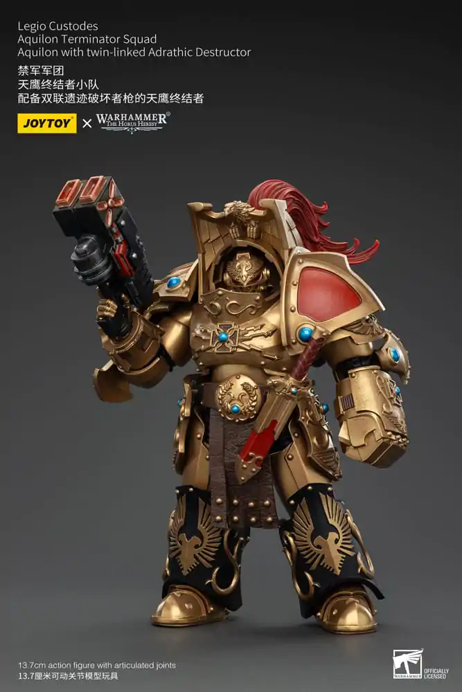 Warhammer The Horus Heresy Akčná figúrka 1/18 Legio Custodes Aquilon Terminator Squad Aquilon with twin-linked Adrathic Destructor 14 cm produktová fotografia