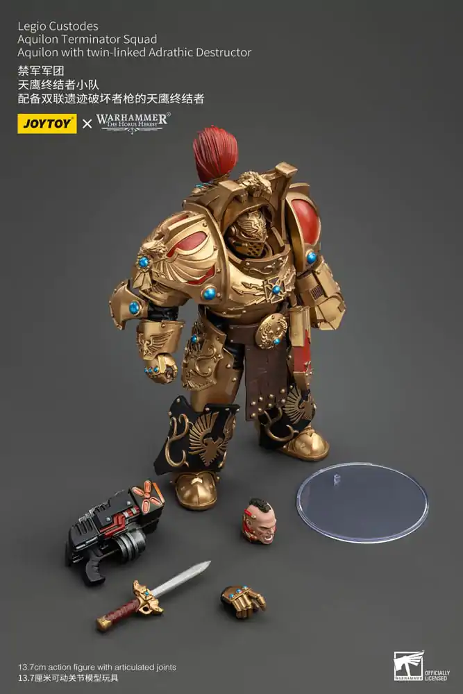 Warhammer The Horus Heresy Akčná figúrka 1/18 Legio Custodes Aquilon Terminator Squad Aquilon with twin-linked Adrathic Destructor 14 cm produktová fotografia