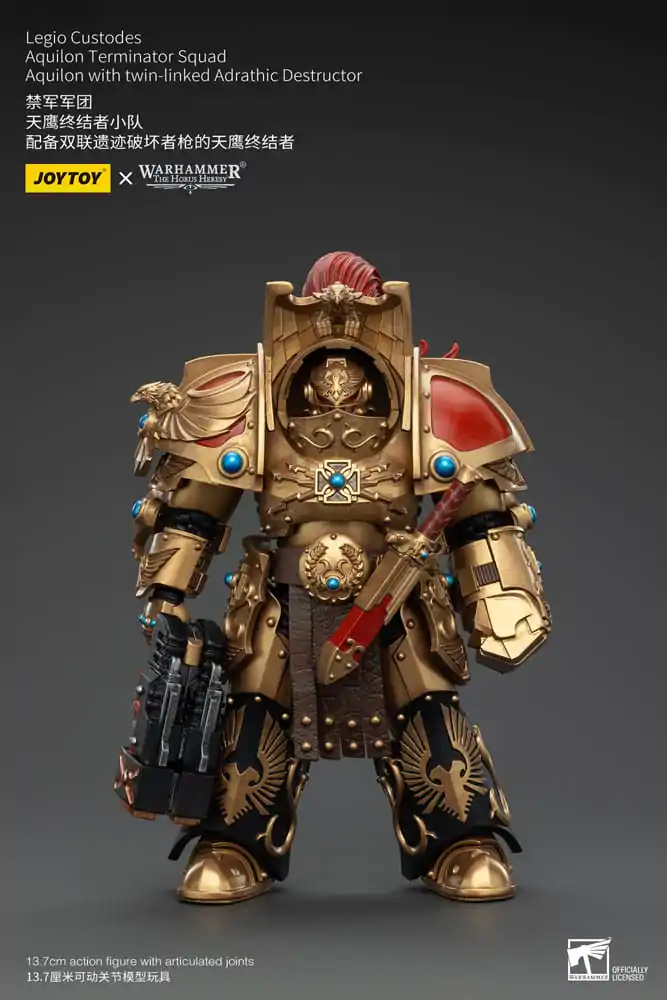 Warhammer The Horus Heresy Akčná figúrka 1/18 Legio Custodes Aquilon Terminator Squad Aquilon with twin-linked Adrathic Destructor 14 cm produktová fotografia