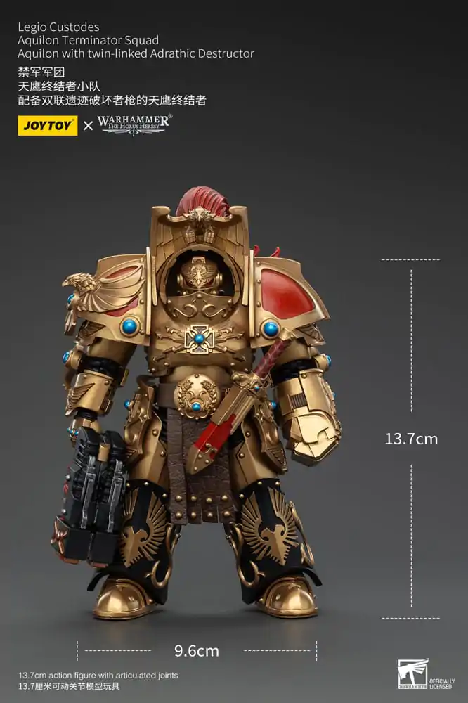 Warhammer The Horus Heresy Akčná figúrka 1/18 Legio Custodes Aquilon Terminator Squad Aquilon with twin-linked Adrathic Destructor 14 cm produktová fotografia