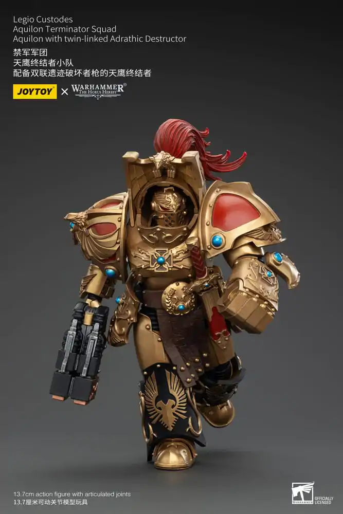 Warhammer The Horus Heresy Akčná figúrka 1/18 Legio Custodes Aquilon Terminator Squad Aquilon with twin-linked Adrathic Destructor 14 cm produktová fotografia