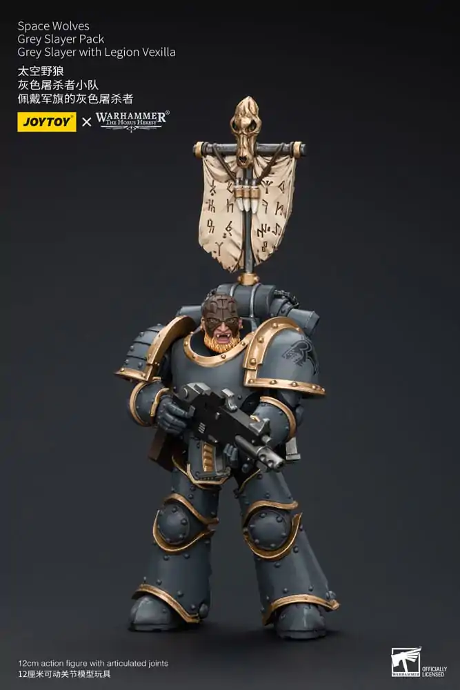 Warhammer The Horus Heresy Akčná figúrka 1/18 Space Wolves Grey Slayer Pack Grey Slayer With Legion Vexilla 12 cm termékfotó