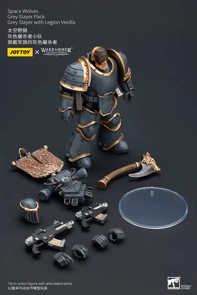 Warhammer The Horus Heresy Akčná figúrka 1/18 Space Wolves Grey Slayer Pack Grey Slayer With Legion Vexilla 12 cm termékfotó