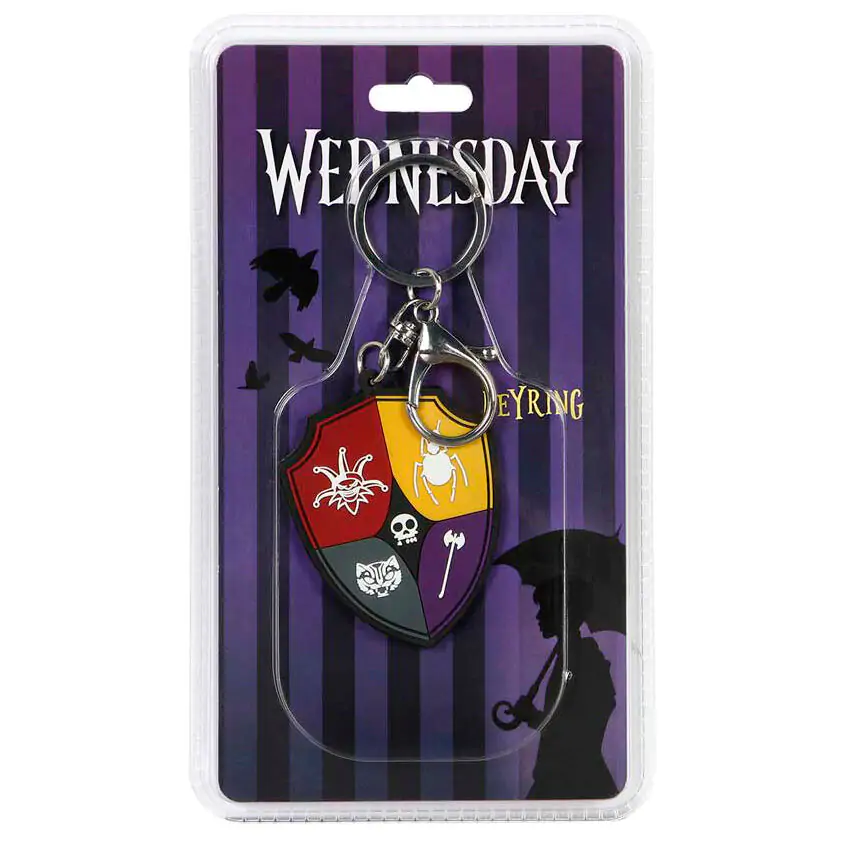 Wednesday Crest kľúčenka produktová fotografia