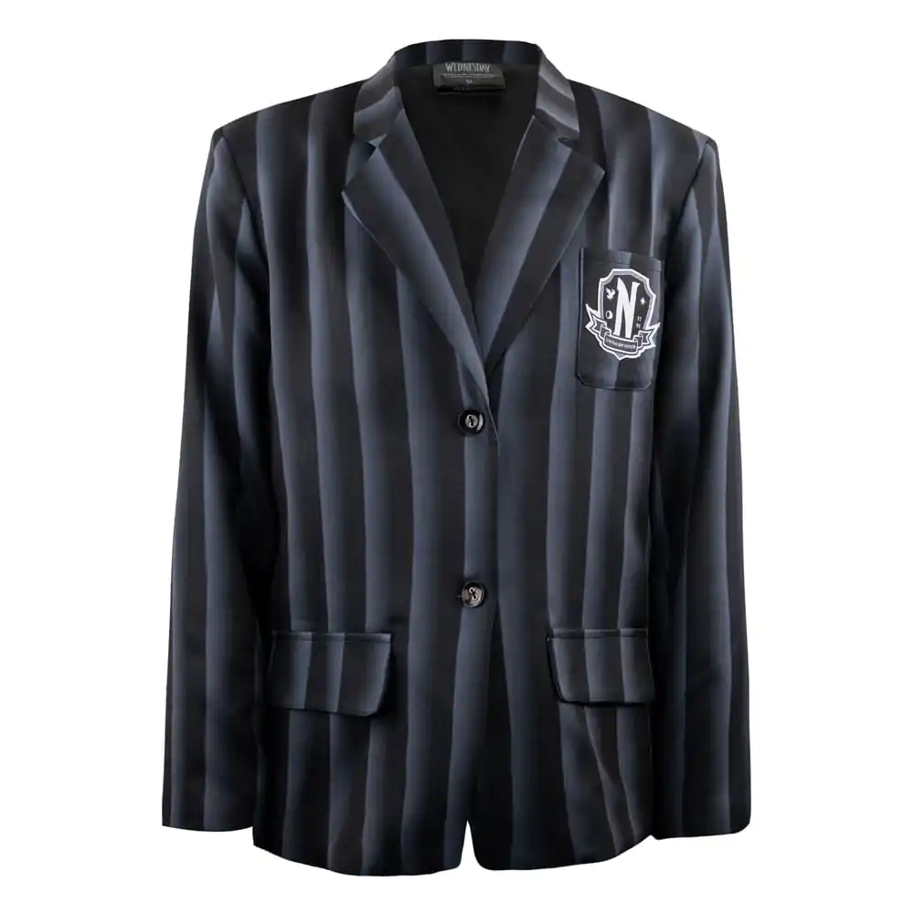 Wednesday Jacket Nevermore Academy čierne prúžkované sako produktová fotografia